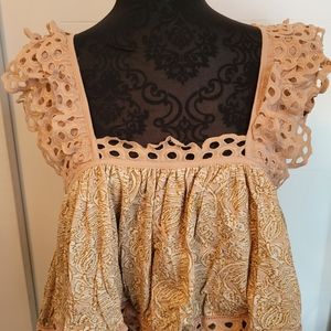 Anthropologie Eyelet layered blouse